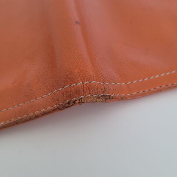 PRADA Orange Leather Logo Button Wallet Medium Envelope Folding Unisex - Picture 10 of 15